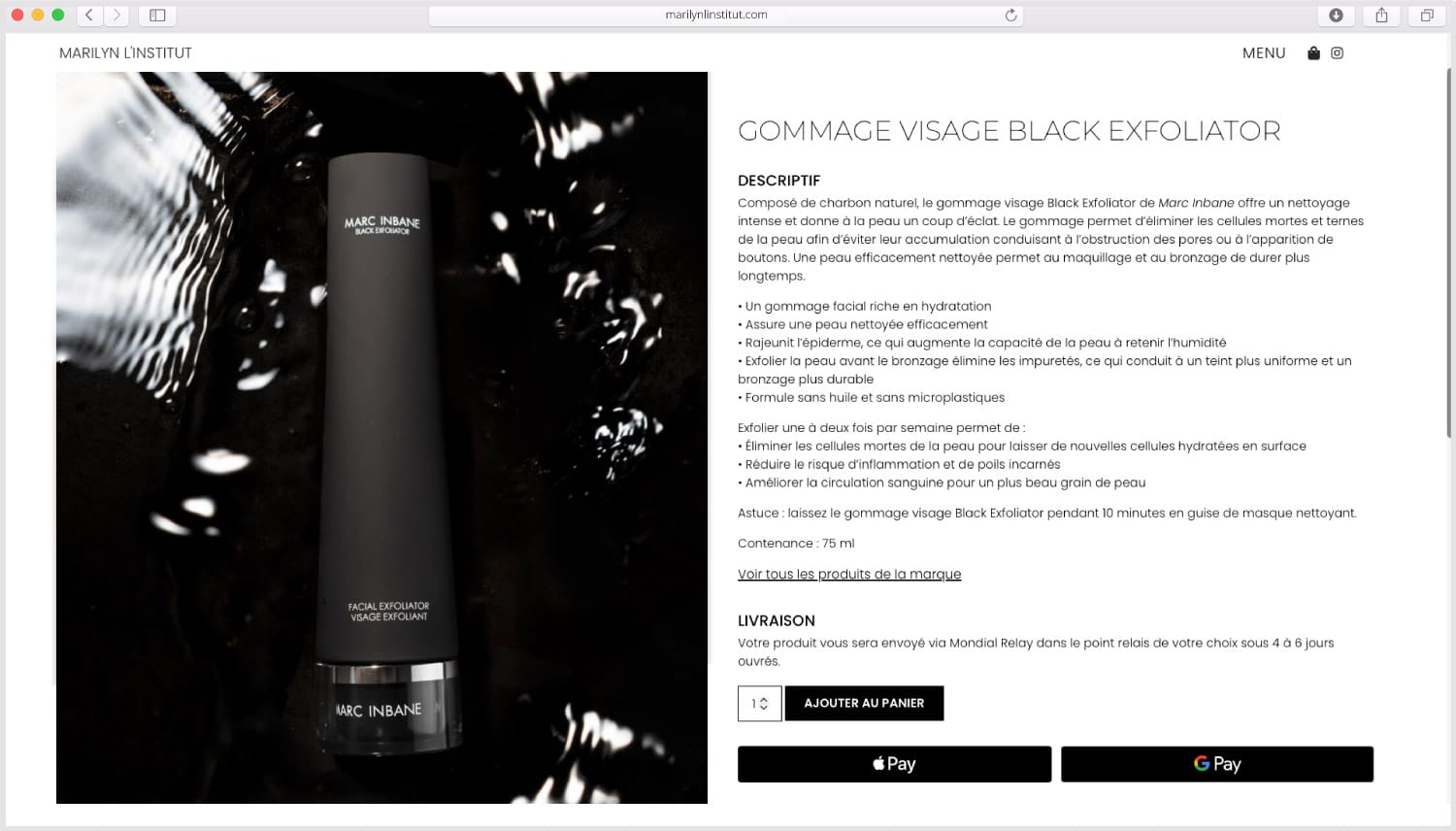 création de site web eshop pour institut de beauté