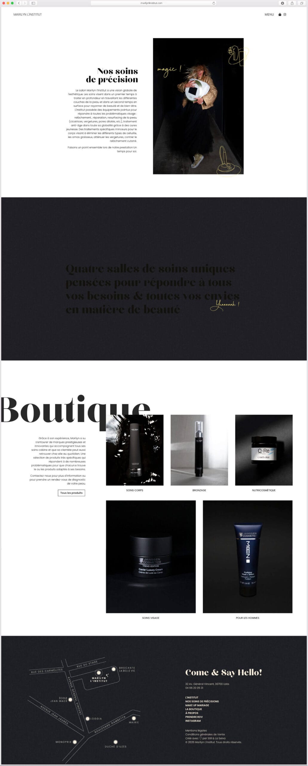 création de site web eshop pour institut de beauté