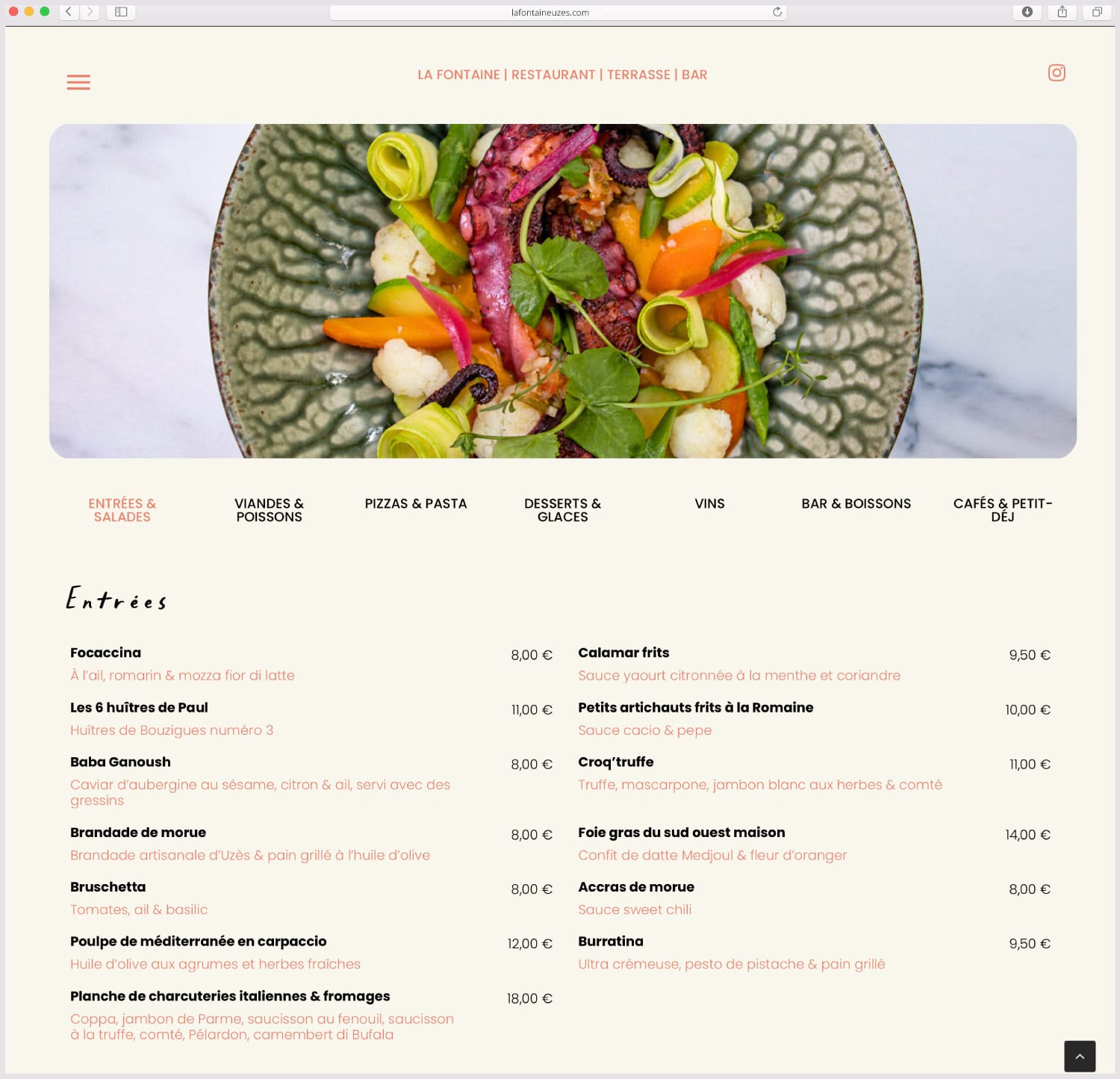 création de site web pour restaurant