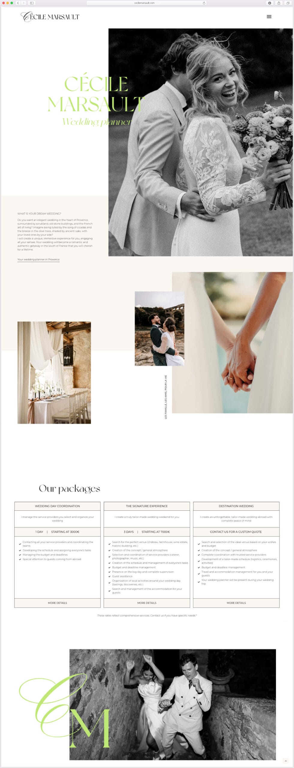 création de site web pour Wedding Planner